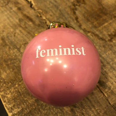 Pink Feminist Christmas Ball Ornament