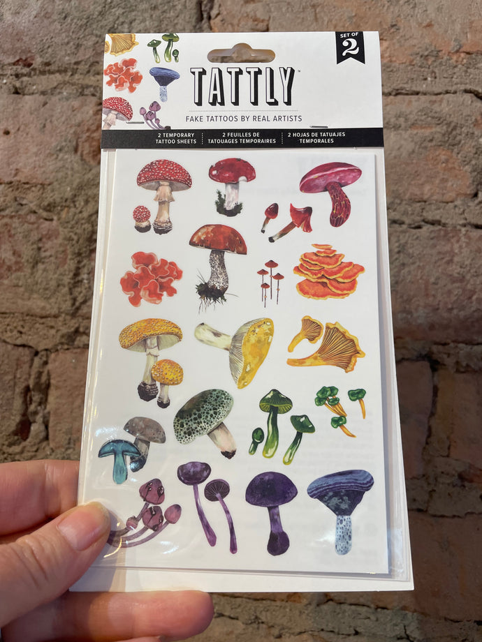 Colourful Mushrooms Tattoo Pair - Tattly