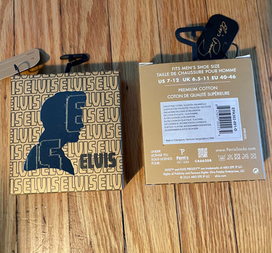 Elvis (gold print) - Small Gift Box 1 pair Crew Sock