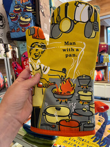 Man With A Pan Oven Mitt Blue Q