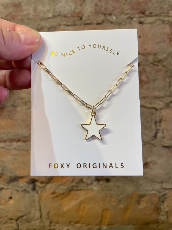 White Star necklace/ gold chain