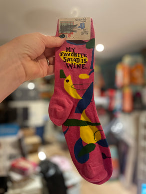 Women's Socks -My Favourite Salad is Wine