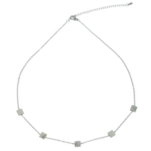 Silver Squares Strand Necklace