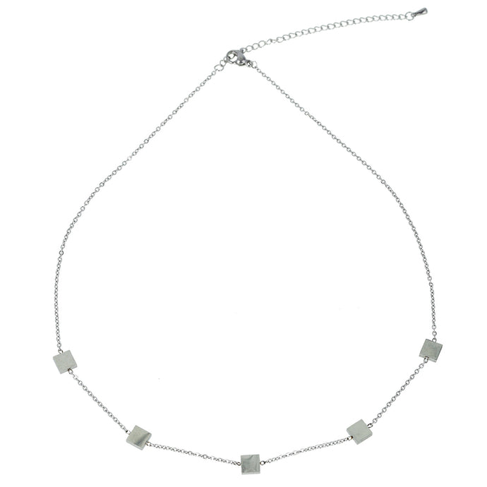 Silver Squares Strand Necklace