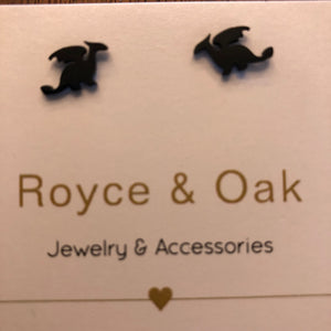 Black Dragon stud earrings - Royce & Oak