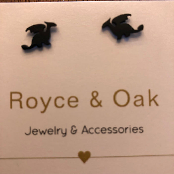 Black Dragon stud earrings - Royce & Oak