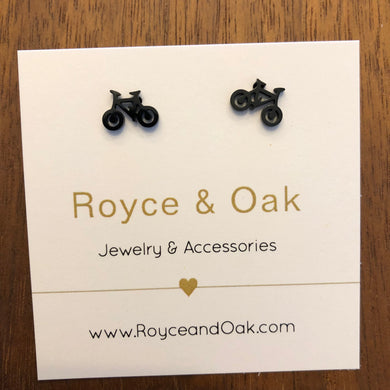 Black Bicycle stud earrings - Royce & Oak