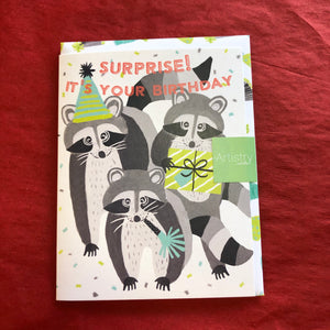 Raccoon Surprise Birthday Card