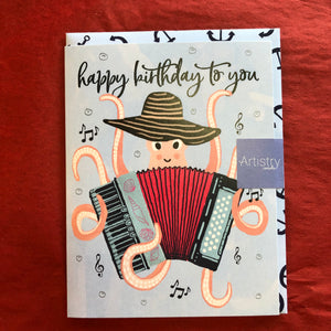Octopus with accordion Birthday Card
